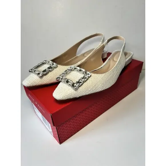 Size 9.5 - NIB Kelly & Katie Sloan - Cream Texture W Rhinestone Embellishment - Picture 2 of 7